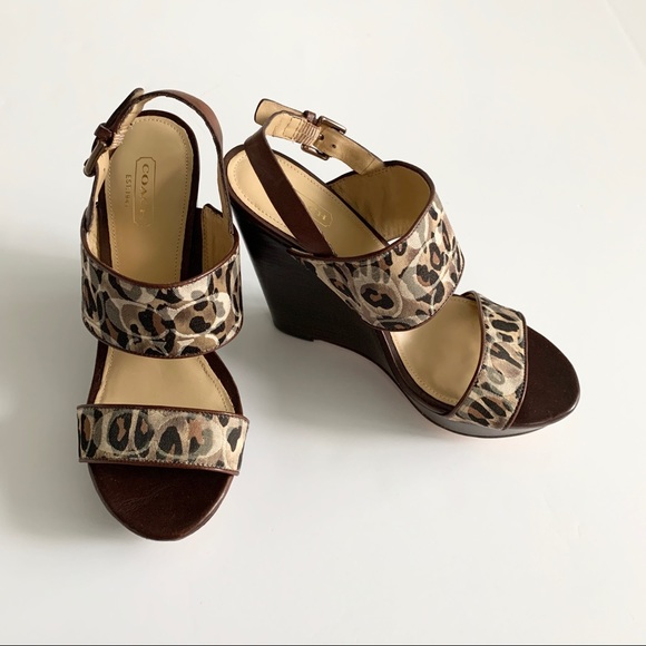 COACH Jezebel ocelot-printed wedged sandal - Picture 2 of 9